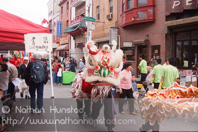 A dragon parade during the Autumn Festival in Chinatown in Phila